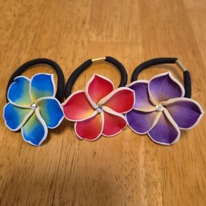 Vibrant Floral Hair Bands - Blue, Red, Purple